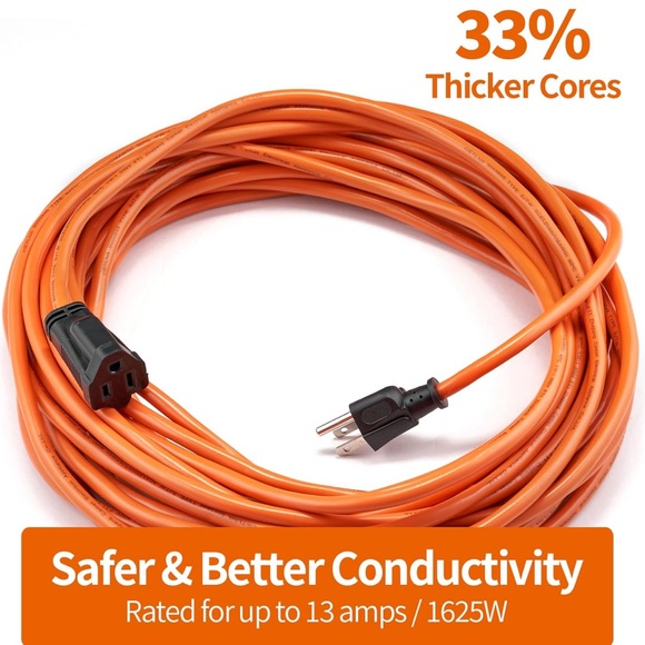 15ft 16AWG Outdoor Extension Cord, Indoor/Outdoor 15-Foot SJTW 16/3 Gauge Extens - Picture 6 of 8